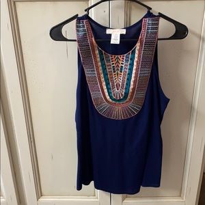 Blue embroidered top